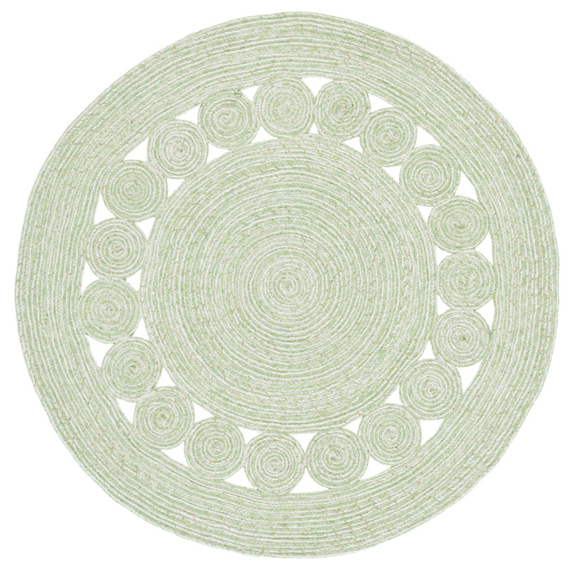Tapis d'intérieur tressé à la main sans motif, Rond 6 pi 0 po x 6 pi 0 po