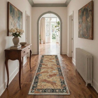 Allandale Leopard Print Brown / Black Machine Washable Non-Slip Area Rug
