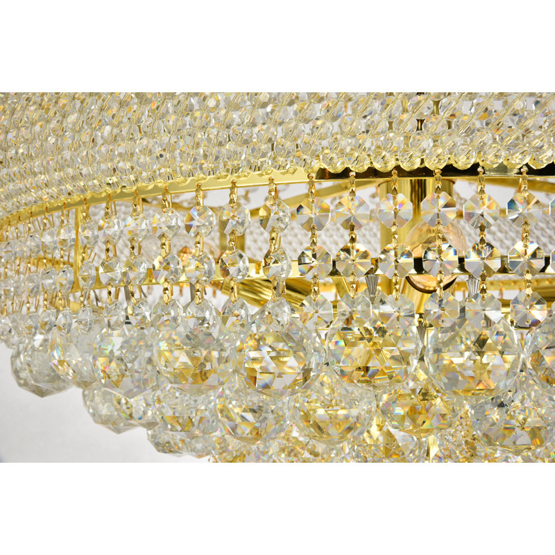 Ston Easton 32-Light Crystal Empire Flush Mount, 36" / Gold / Royal Cut