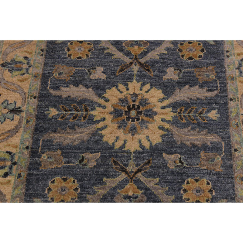 Tapis de couloir gris / beige en laine noué à la main 2 pi 10 po x 11 pi 10 po Grigori