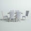 Ensemble de table et chaises de cuisine 7 pièces comprenant une table de salle à manger rectangulaire avec pieds en X et 6 chaises rembourrées en tissu de lin gris, lin brossé blanc-664302992-664302995-664303006