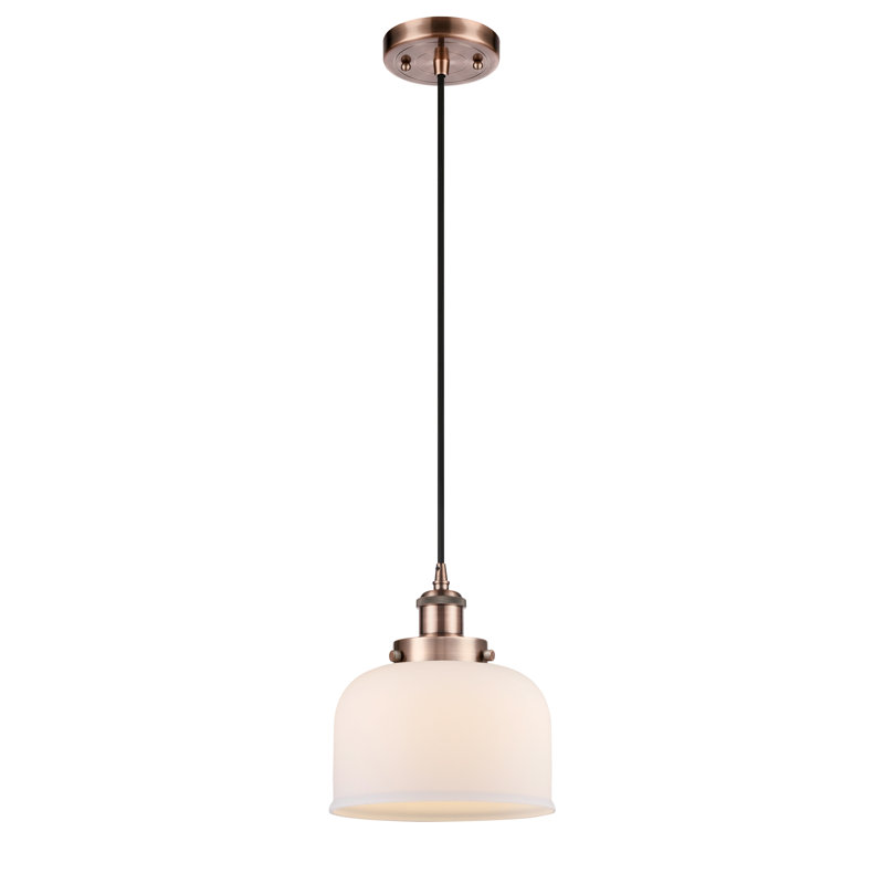 Mini luminaire suspendu à cordon 8 lumières Ballston Urban Bell, Blanc mat, Ampoule non incluse, Cuivre antique