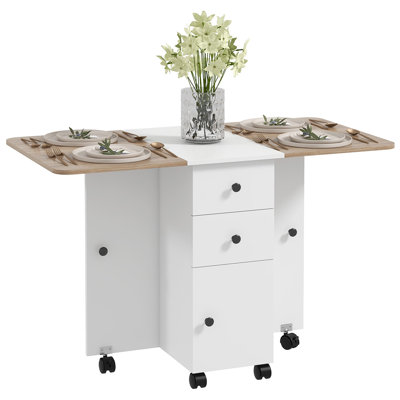 Louima Folding Dining Table for 4-6 on Wheels