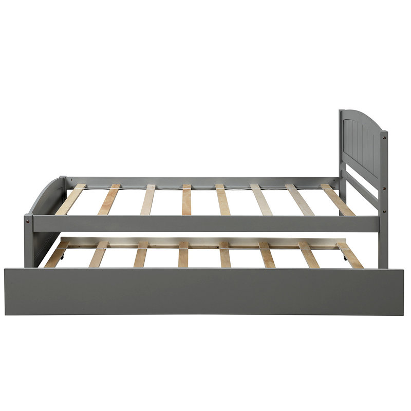 Lit plateforme avec lit gigogne, Gris