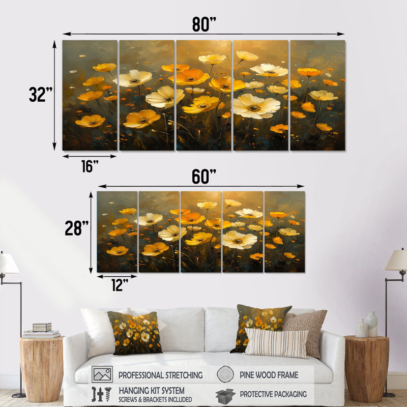 Jeanlouis - Ensemble de décoration murale boutons d'or, H 28 po x l 60 po