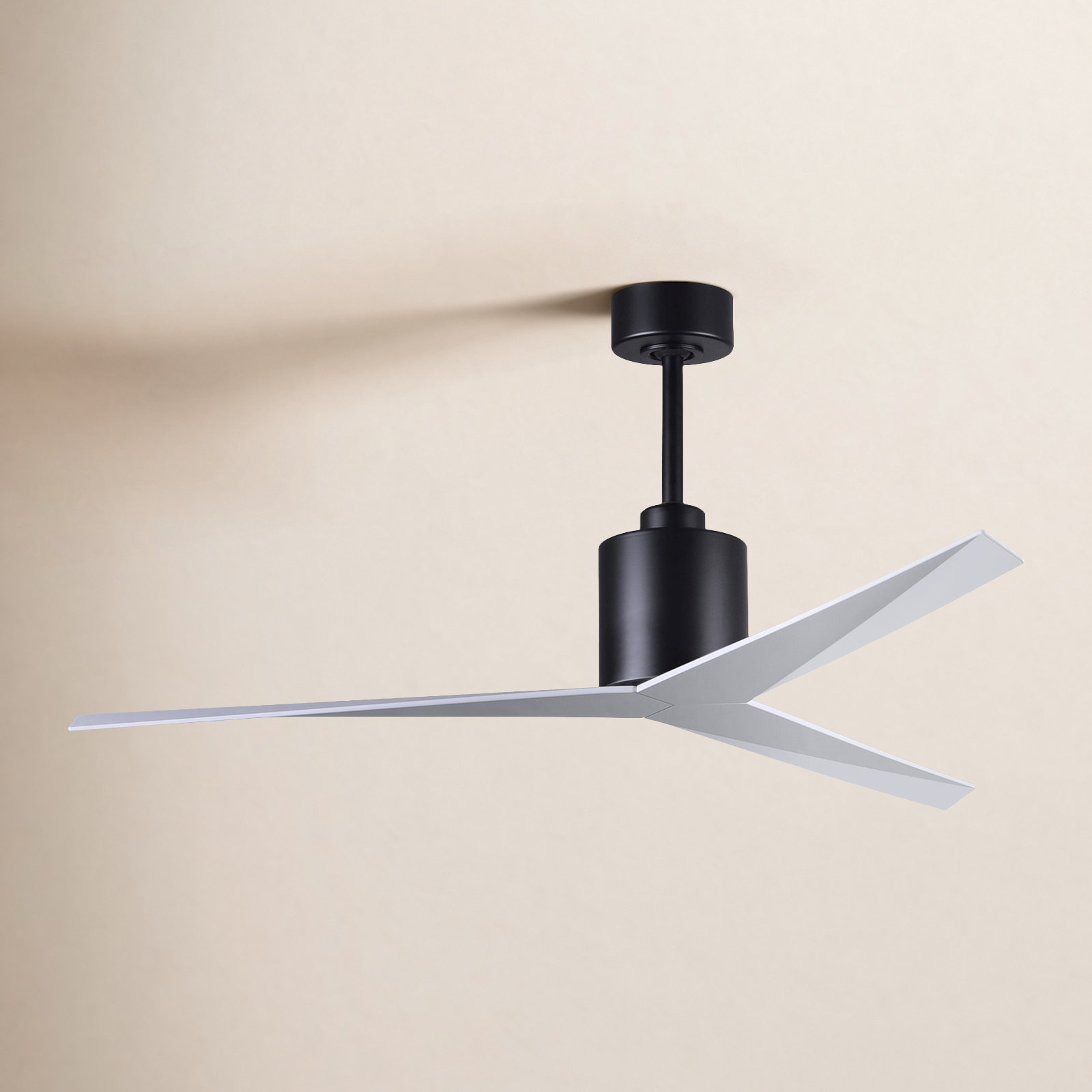 56'' 3 Blade Ceiling Fan, Gloss White, Matte Black