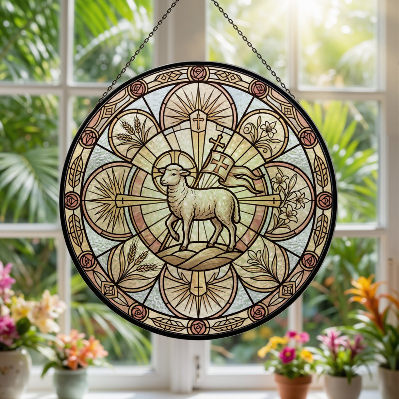 Panneau de vitrail Lamb, H 7,8 po