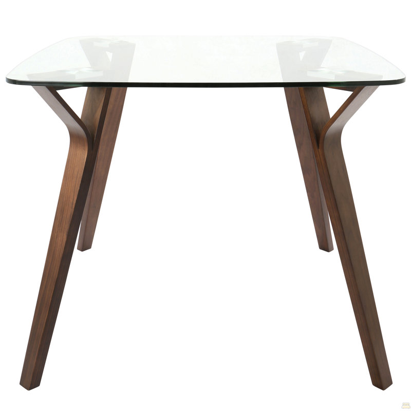 Table de salle à manger moderne en noyer et verre Folia