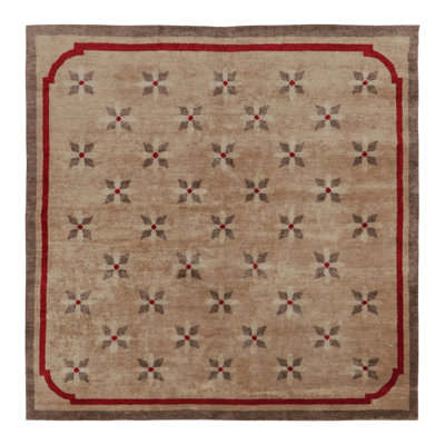 Art Deco One-of-a-Kind 7'8X7'8 Hand Knotted Area Rug