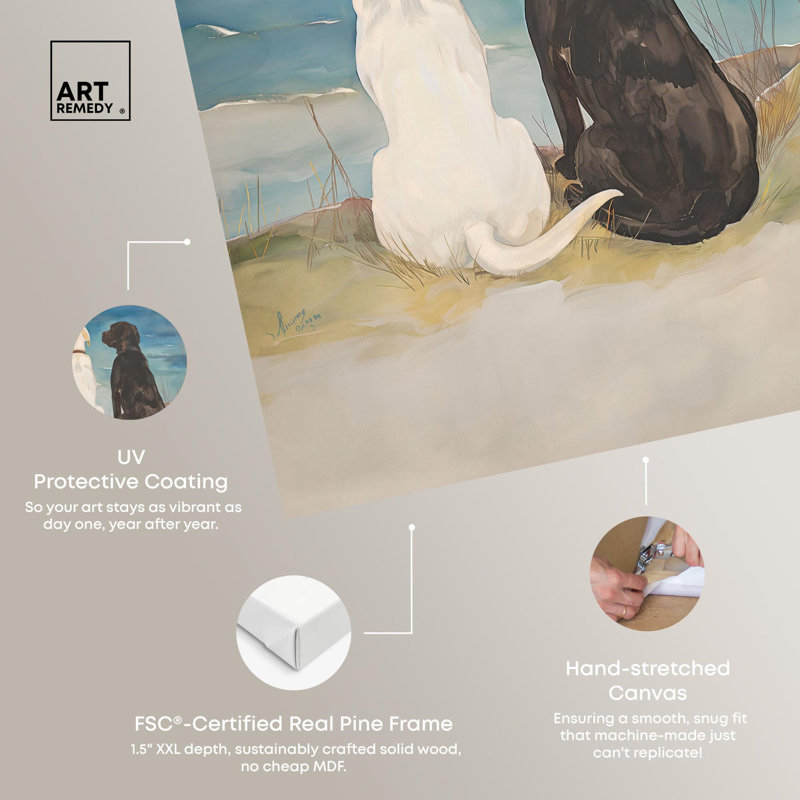 «Dog Perfect pair», toile côtière par Art Remedy, H 36 po x l 30 po, Toile tendue