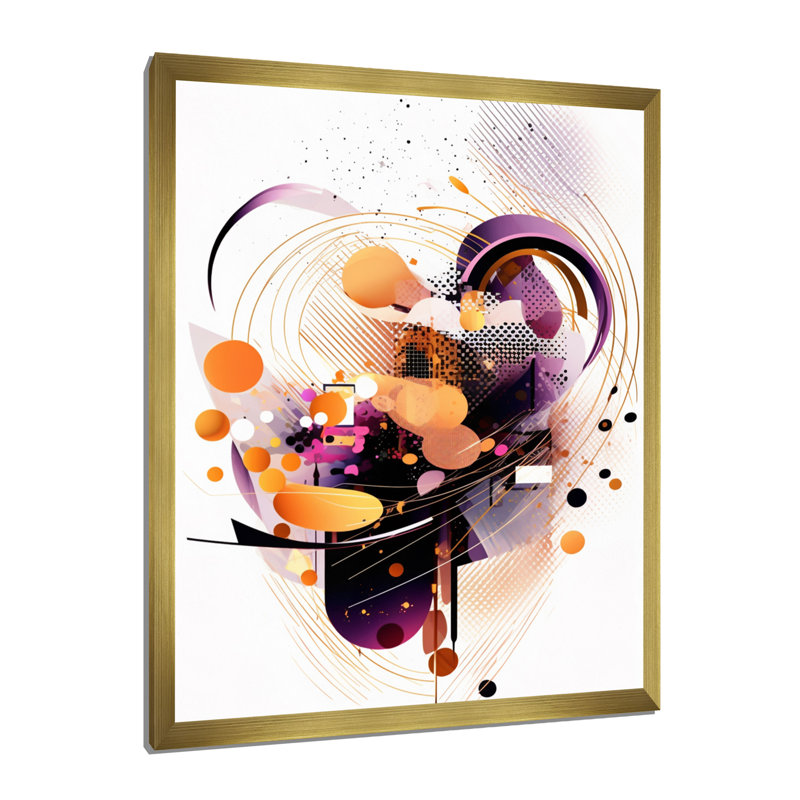 «Mauve et or» chuchotant «Abstractions V» sur toile, Cadre doré à une seule photo, H 32 po x l 16 po x P 1 po