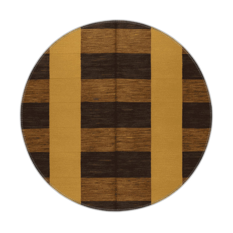 Tapis d'intérieur et d'extérieur à carreaux brun, Rond 5 pi