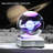 80mm 3D Engraved Saturn Crystal Ball with LED Base, Solar System Glass Sphere Decor.