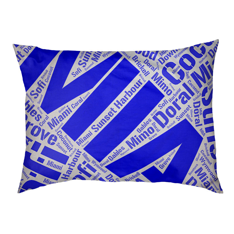 Coussin de chien « districts », Moyen (H 9,5 po x l 28 po x P 18 po), Bleu, Miami