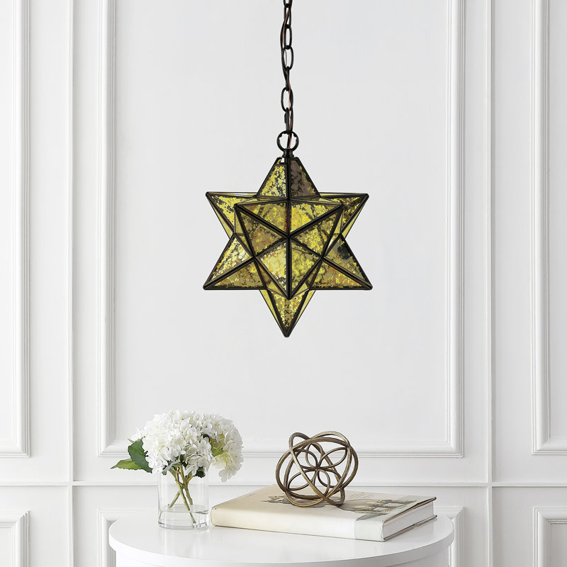 Luminaire suspendu à 1 lumière Joanie, Bronze huilé, Jaune mercure