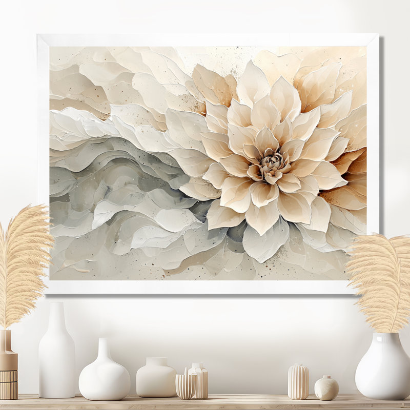 Jacquana moderne torsion de fleur de Dahlia II - art mural Dahlia, H 24 po x l 32 po, Reproduction encadrée d'une seule photo