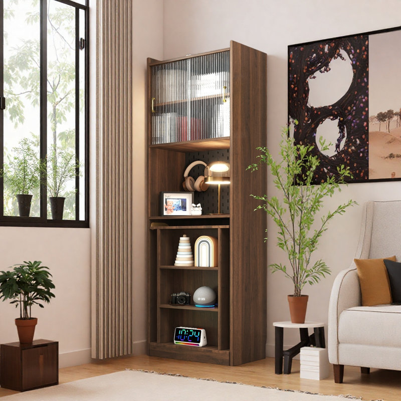 Bureau d'ordinateur pliable avec bibliothèque