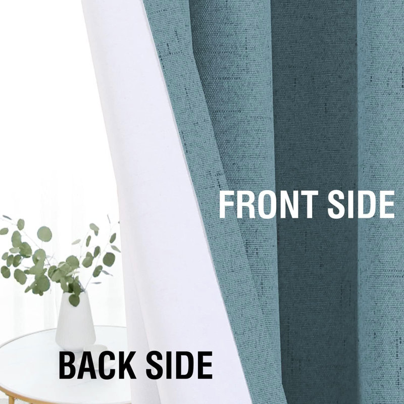 Rideaux occultant 100% lin pour chambre à coucher avec passe-tringle pleine lumière et passe-tringle de 42 po de largeur avec rideaux en lin texturé épais