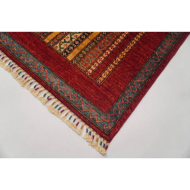 Aryana Wool Striped Area Rug in Red