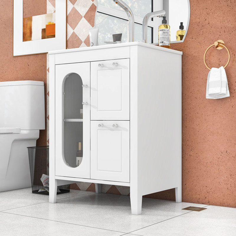 Meuble-lavabo simple 24 po avec comptoir en céramique Nevah