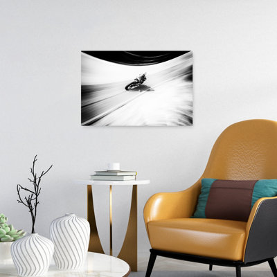 Motorcycle Speed Blur Contemporary Horse Architecture Wall Art Print 1 Piece Wrapped Canvas Wall Art