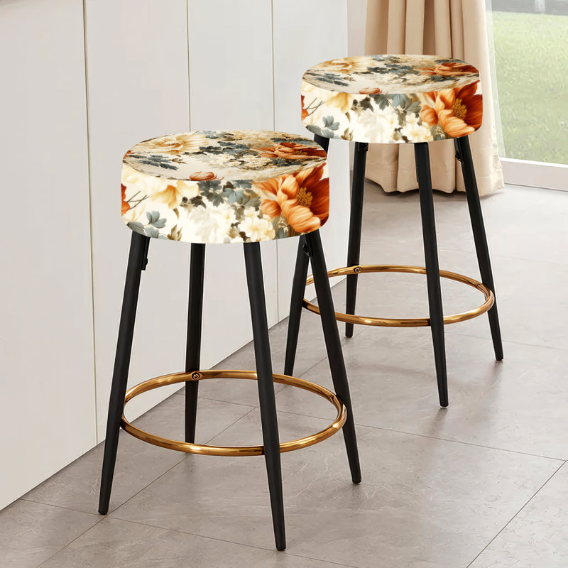 Rustic Brocade Elegance Victorian Pattern VI - Floral Bar Stools Set Of 2