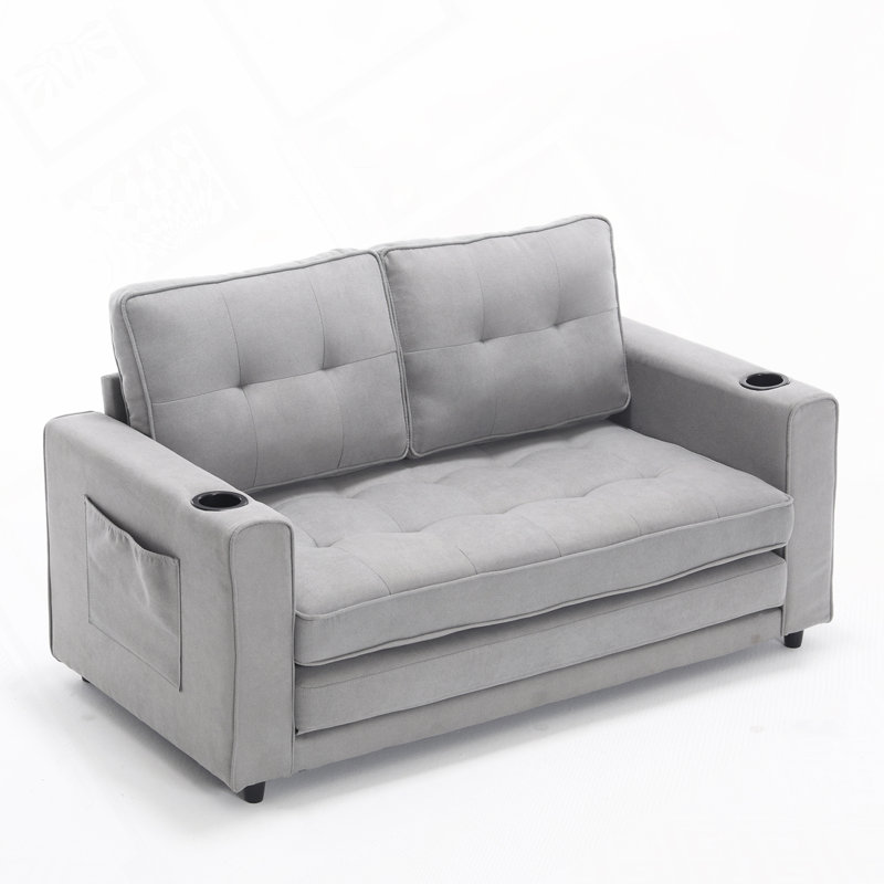 Causeuse rembourrée avec canapé-lit, Gris clair