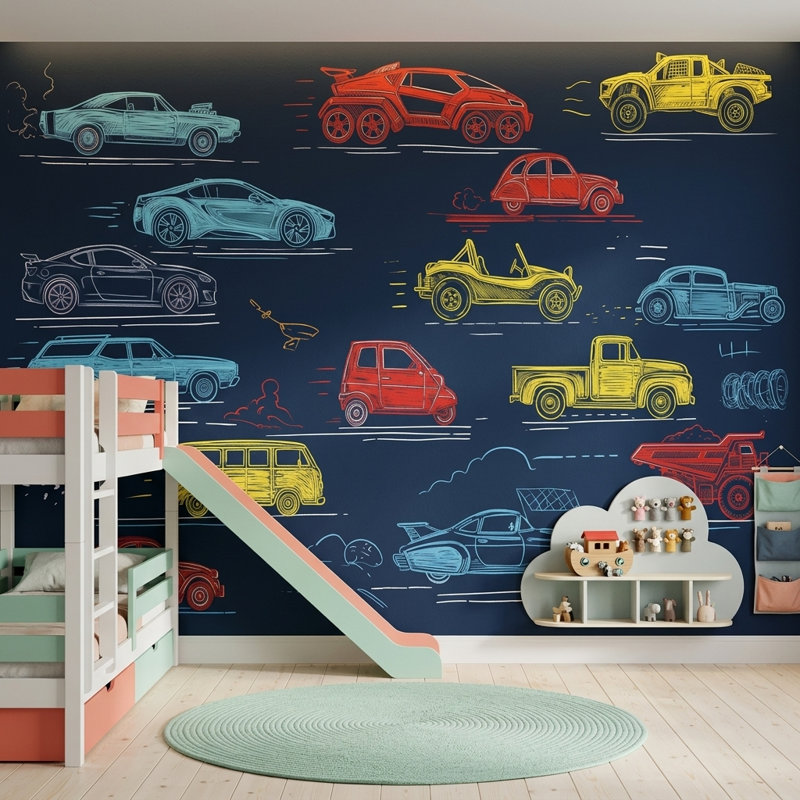 Décoration murale Mid Mid Century Modern, Non tissé, 160 po x 108 po