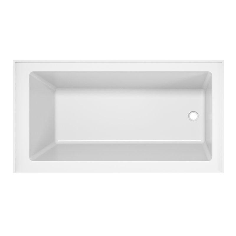CASAINC 60"x32" Rectangle Solid Surface Alcove / Tile In Soaking Bathtub Matte White With Drain