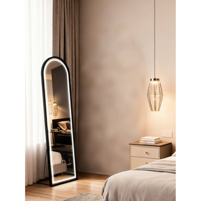 Miroir de 63 po x 20 po avec 3 températures de couleur réglables et un support en forme de U avec luminosité, températures et panneau galvanisé pour le salon 20