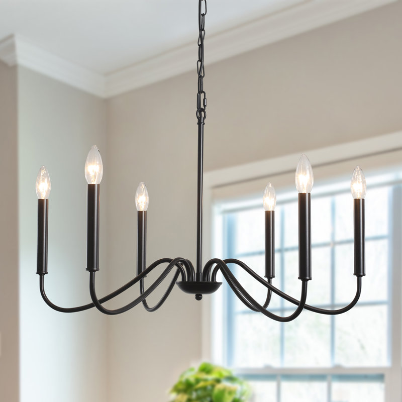 Jeneanne 6-Light Candle Style Classic Chandelier, Black, 6 Lights
