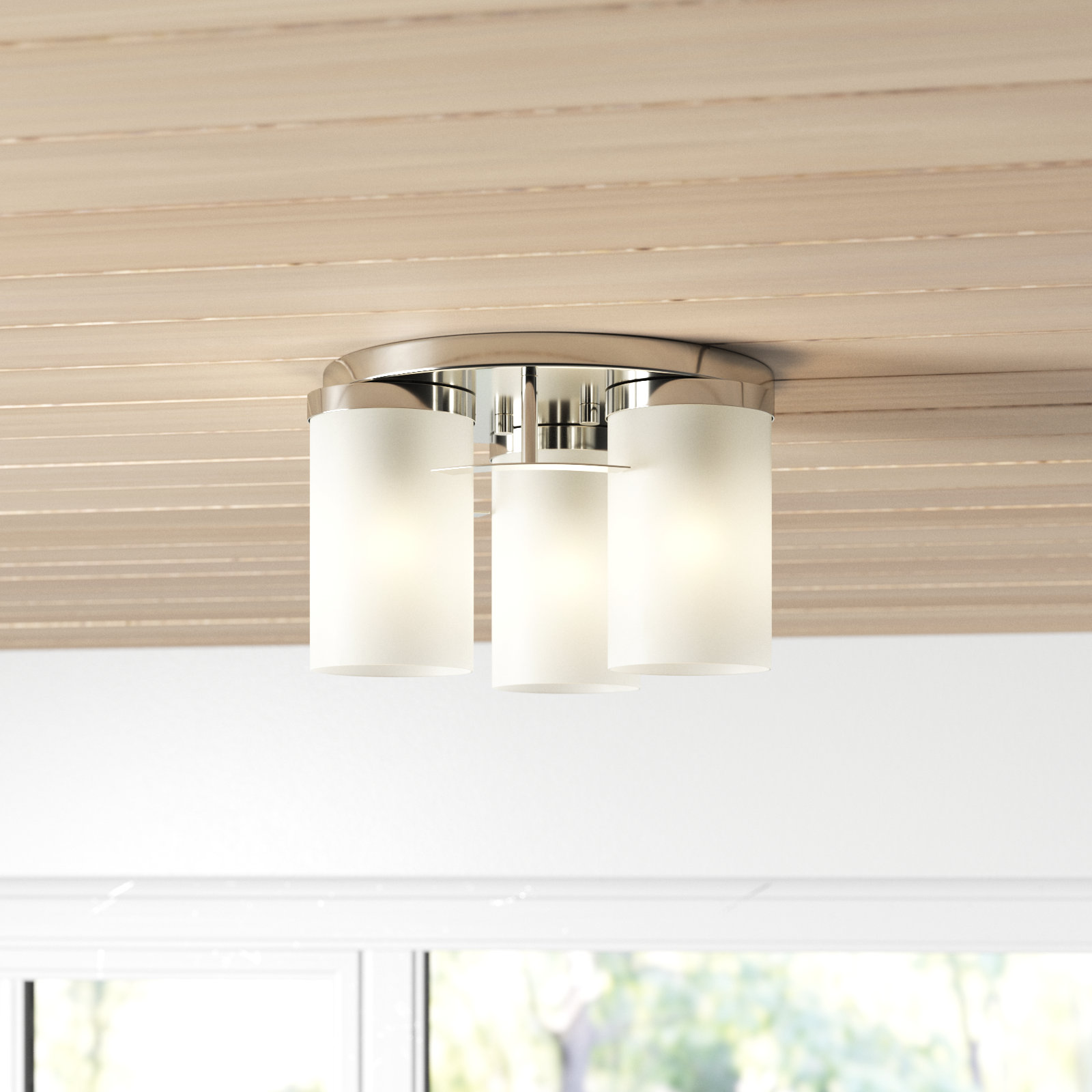 Rudaigh 3 Light Glass Flush Mount, Brushed Nickel