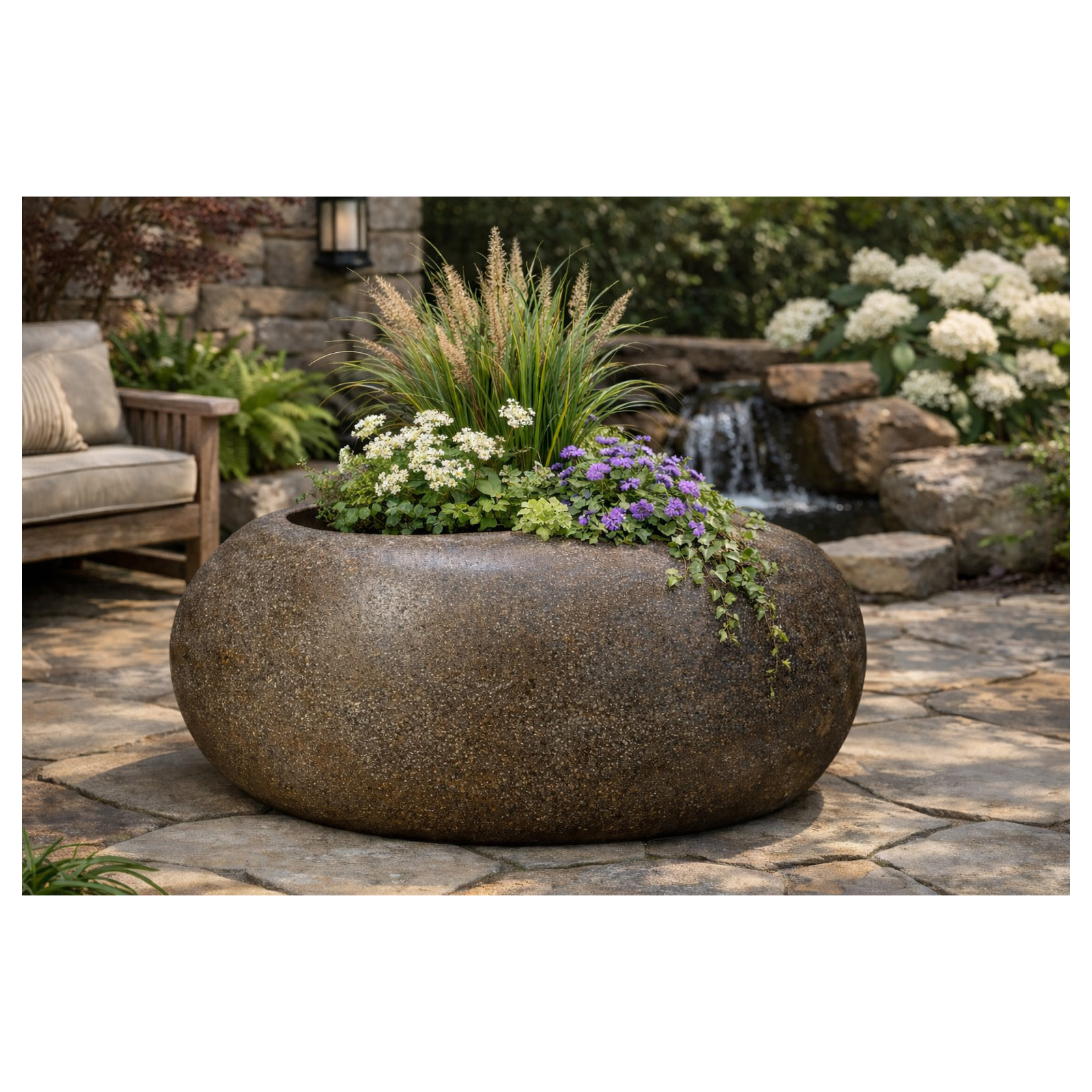 Lightweight Rock Garden Planter, Brown