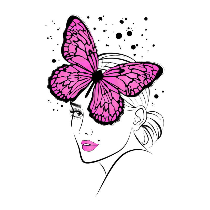 Lady Butterfly - reproduction sur toile tendue, H 36 po x l 24 po