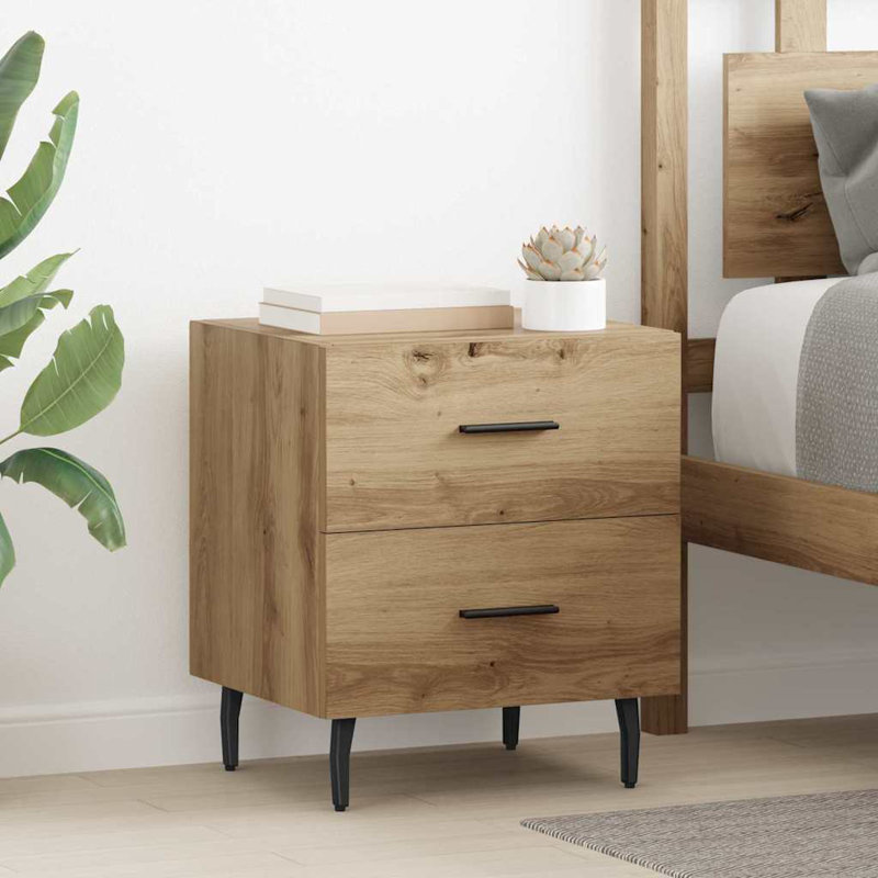 Bedside Cabinet 40 X 35 X 47.5 Cm Engineered Wood, Artisan Oak
