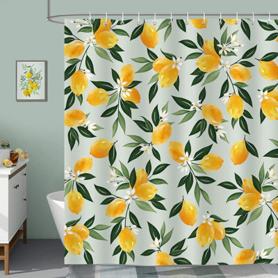 Fruit Bathroom with 12 Hooks Shower Curtain