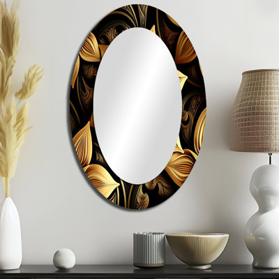 Miroir mural doré doré sur fond noir II