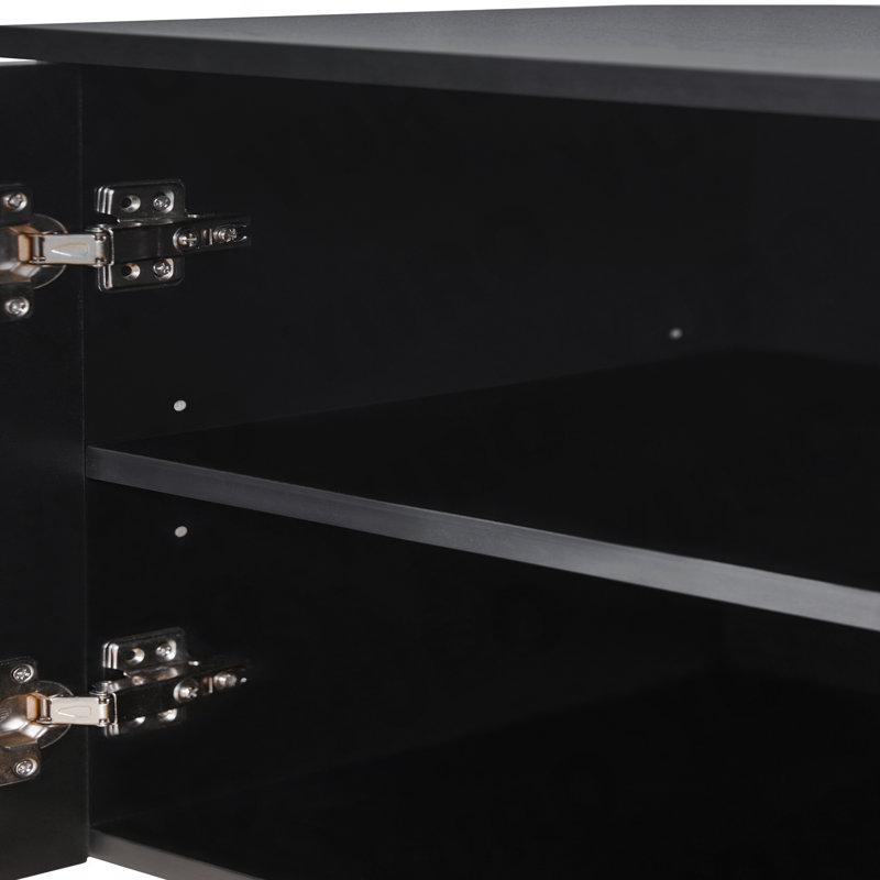 Meuble télé 78 pouces minimaliste pour le salon avec armoires arquées 78 po, Black
