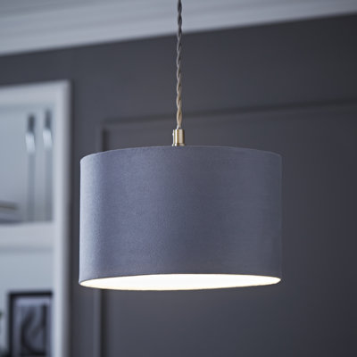 20cm H Velvet Drum Pendant Shade ( Screw On )