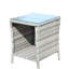 Table basse grise pour patio avec verre trempé robuste de 19,82 po x 19,82 po x 21 po et résistant à l'eau