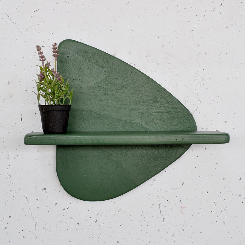 Modern Decorative Wooden Wall Shelf, Dark Green, 13.8 x 12.6 x 4.3 inches | 100% Plywood, Wall-Mountable | Stylish Storage Solution for Home Decor, Perfect for Living Room or Bedroom Accent