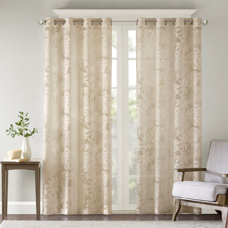 Voilage de fenêtre Palmier, Naturel, L 50 po x L 95 po