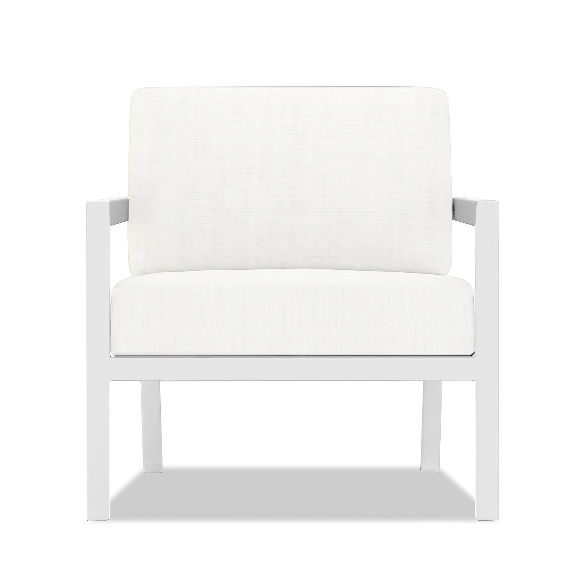 Vivant Patio Chair with Sunbrella Cushions, White, Canvas Natural Sunbrella® Canvas