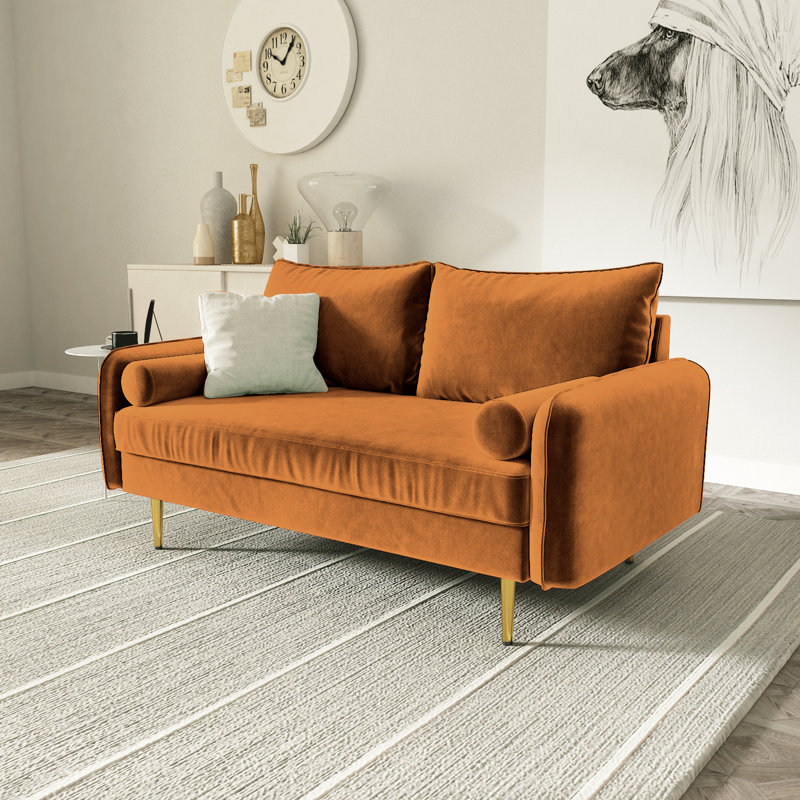 Bombalier 57.9'' Velvet Loveseat, Ginger