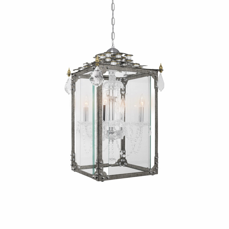 4 - Light Lantern Square / Rectangle Chandelier, Black