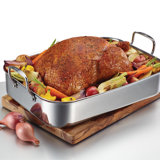 Anolon Tri-Ply Clad Stainless Steel Roaster / Roasting Pan with Nonstick Rack, 17-Inch x 12.5-Inch