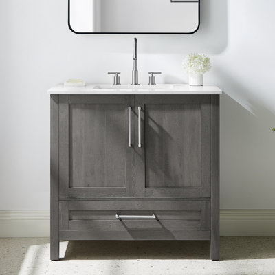 Catrine 36'' Single Bathroom Vanity with Engineered Stone Top