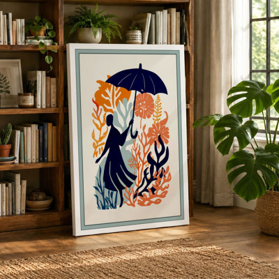 Figure Among Flowers Botanical - Wrapped Canvas
