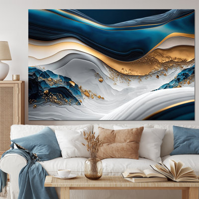 Abstract Geode Waves Blue II - Abstract Canvas Wall Art