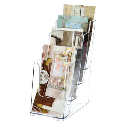 4 Tier Leaflet Holder Tri-Fold Literature Holder Clear Acrylic Wall Mountable